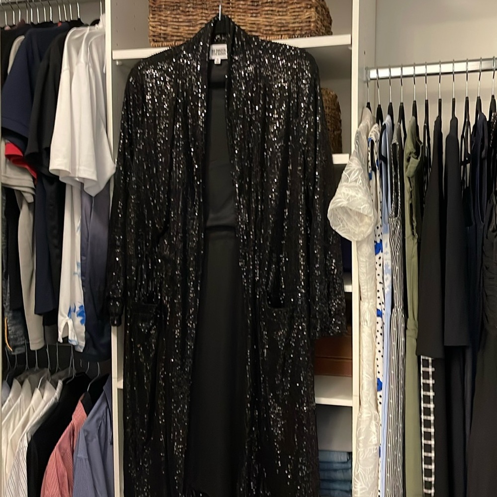 BB Dakota Steve Madden sequin duster, black color, size S
